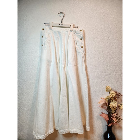 Free People Dresses & Skirts - Free People Ivory 100% Cotton Side Button Maxi Skirt Size 6 Boho country white